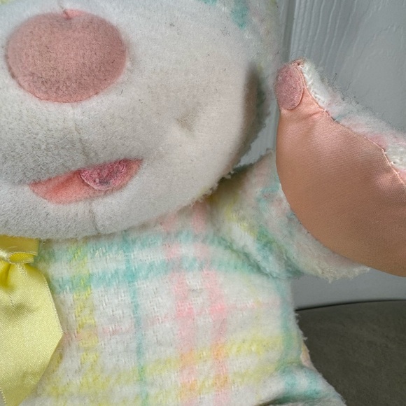Vintage PlaySkool Baby Blankies Bear Pastels Plaid 1987 Plush Teddy Bear - Picture 4 of 10